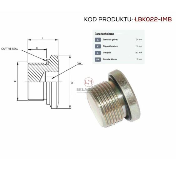 KOREK M24*1,5 IMBUS [ŁBK024-IMB]