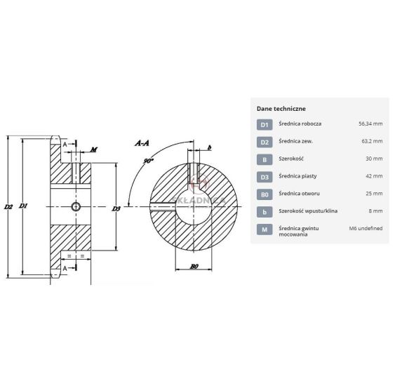 KOŁO ŁAŃCUCH.  5/8" 10B-1  Z-11   FI-25 [ŁKC011-25]