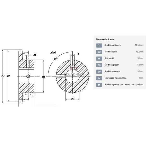 KOŁO ŁAŃCUCH.  5/8" 10B-1  Z-14   FI-30 [ŁKC014-30]