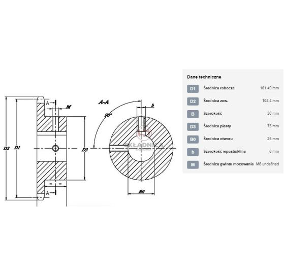 KOŁO ŁAŃCUCH.  5/8" 10B-1  Z-20   FI-25 [ŁKC020-25]