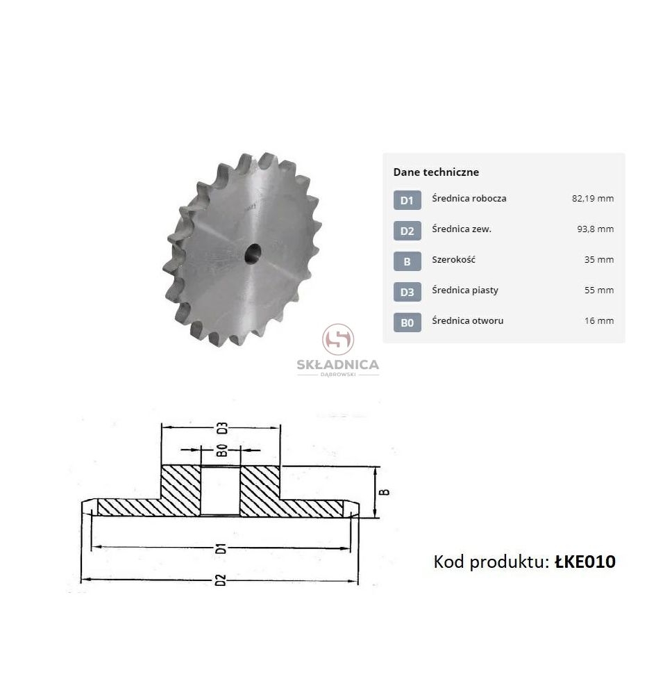 KOŁO ŁAŃCUCH.  1" 16B-1  Z-10     (1" X [ŁKE010]