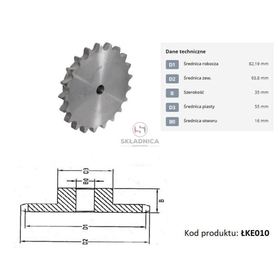 KOŁO ŁAŃCUCH.  1" 16B-1  Z-10     (1" X [ŁKE010]