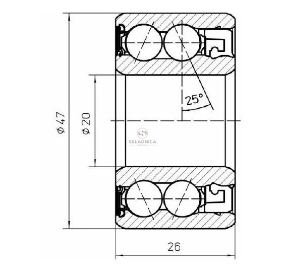 ŁOŻYSKO 20.00 * 47.00 * 26 [ŁO3204-SPEC]