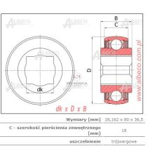 ŁOŻYSKO SAM. W208PPB6 KWADRAT 26.162 [ŁOS261]