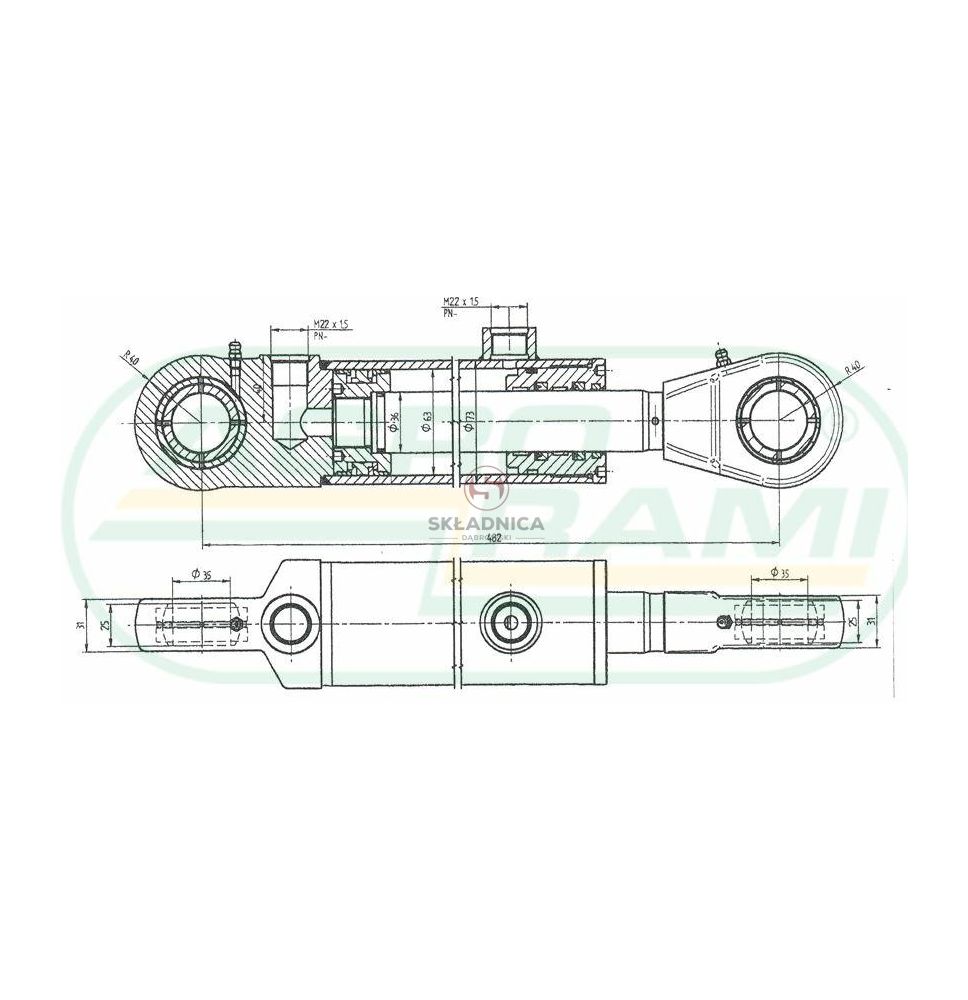 SIŁOWNIK HYD.  FI-36/63 Lmin-480         [ŁT003023]