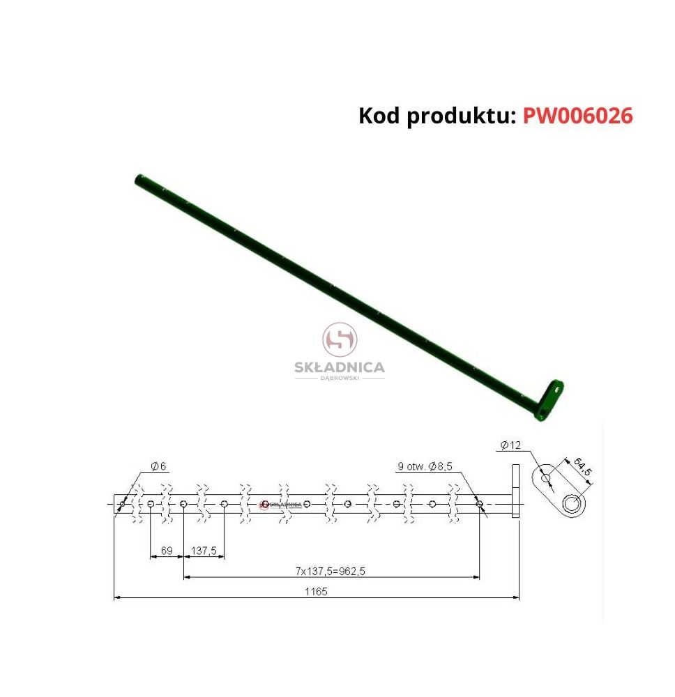 BELKA STERUJĄCA PODBIERACZA KRÓTKA [PW006026]