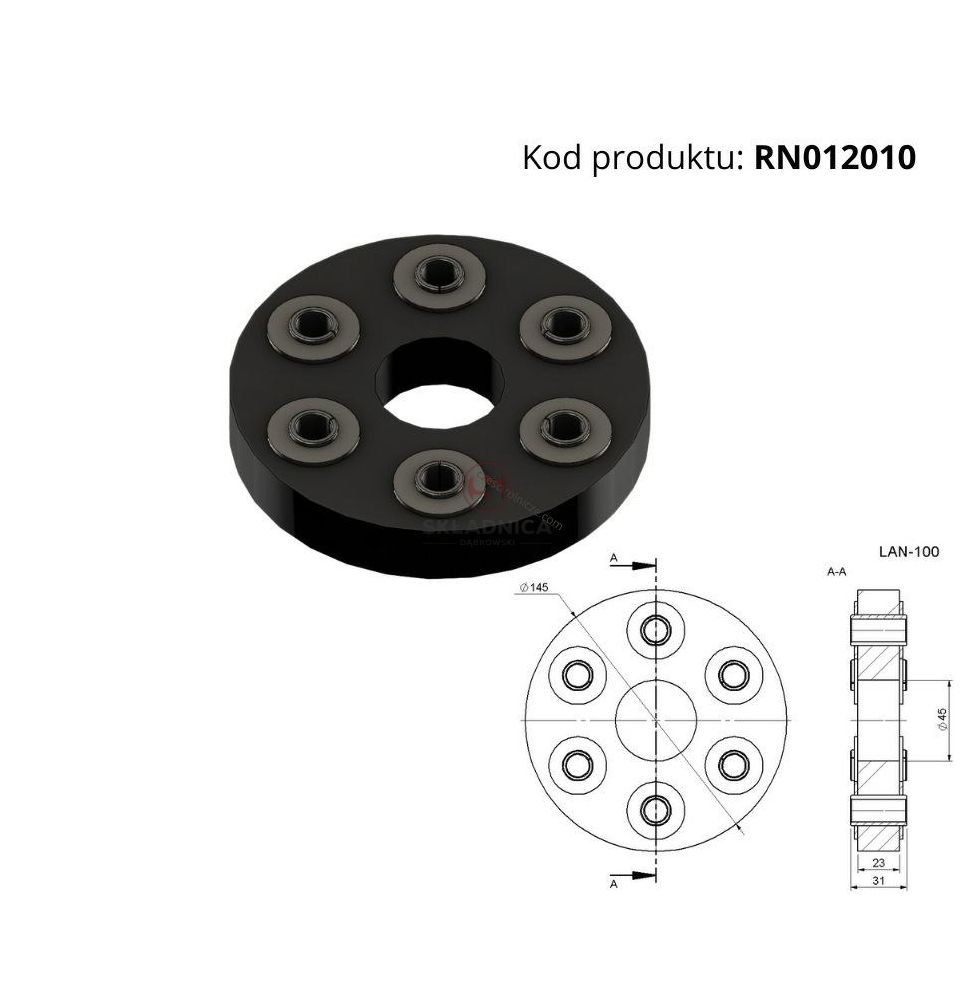 TARCZA MET-GUMOWA  LAN 100  6 OTW. FI-12 [RN012010]