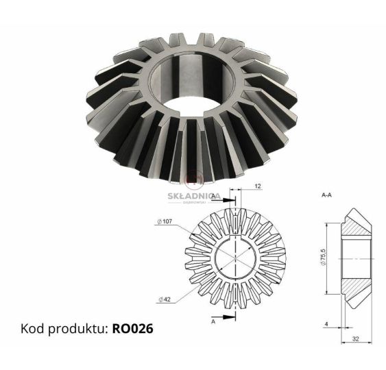 KOŁO STOŻKOWE Z-20  FI 42 [RO00-0003-A]