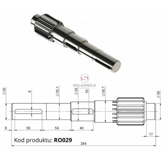 WAŁ-KOŁO ZĘBATE Z15 RO00-0005