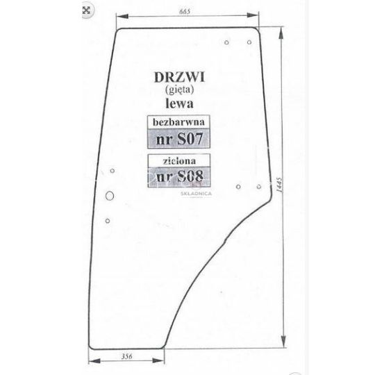 SZYBA DRZWI LEWA PROXIMA/FORTERRA BARWIO [SAS08]