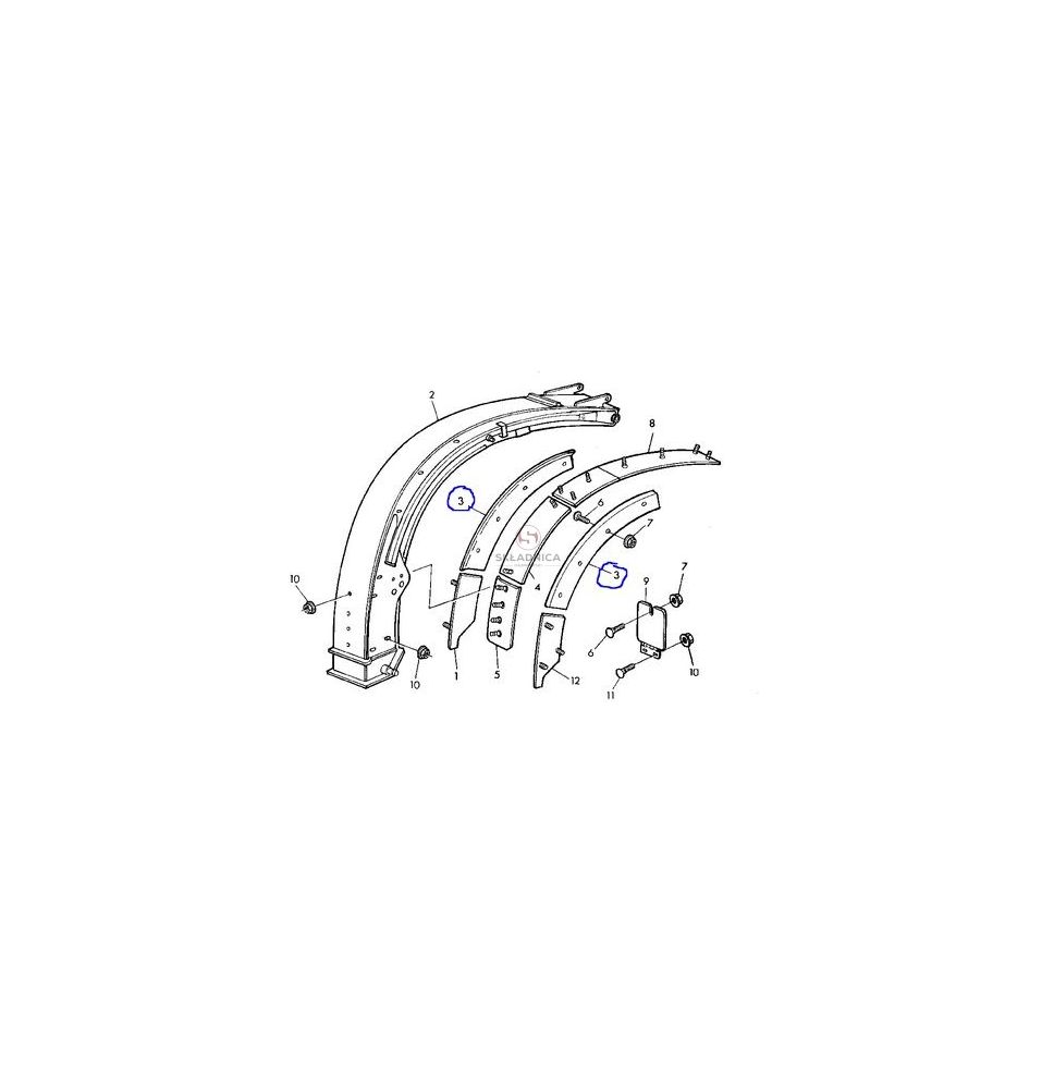 BLACHA RURY WYRZUTU 250MM P/L GÓRNA [SJK68403]
