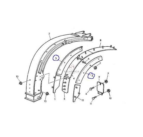 BLACHA RURY WYRZUTU 250MM P/L GÓRNA [SJK68403]