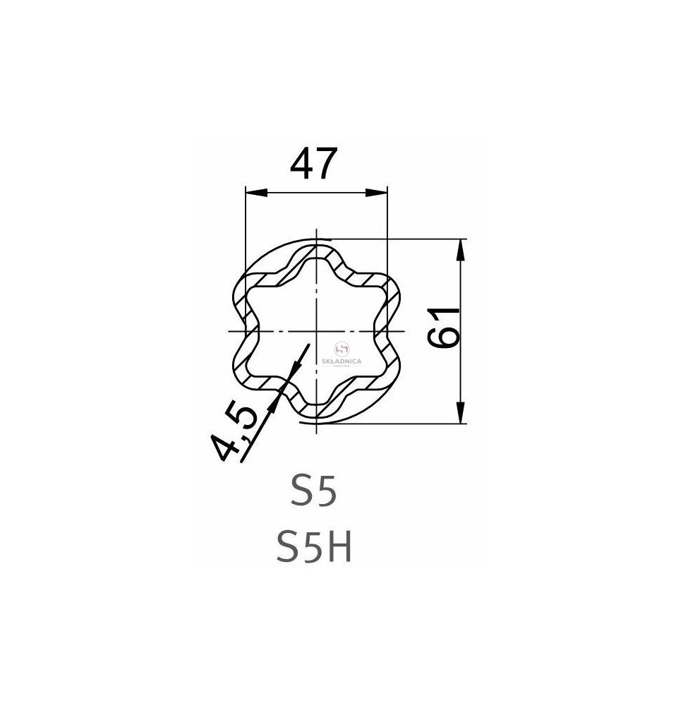 RURA PROFILOWANA GW. 47.0*61.0*4.5 [WWW0008]