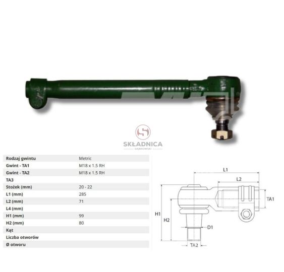 PRZEGUB KULOWY 20/22  L-285  M18*1,5 W [CJB001]