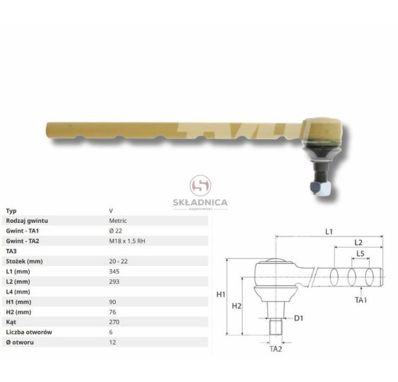 PRZEGUB KULOWY 20/22  L-345  FI 22 WRĘBY [CJB002]