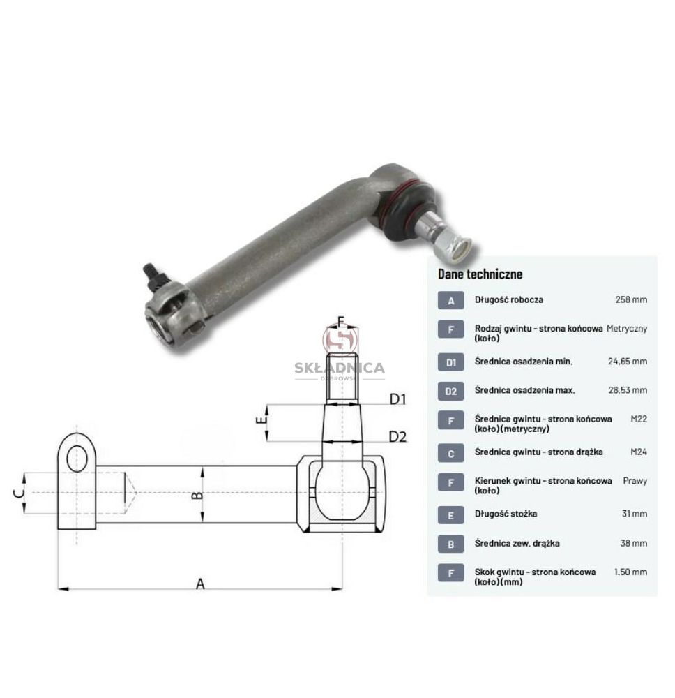 PRZEGUB KULOWY 25/27  L-260  M24*1,5 W   [CJB003]