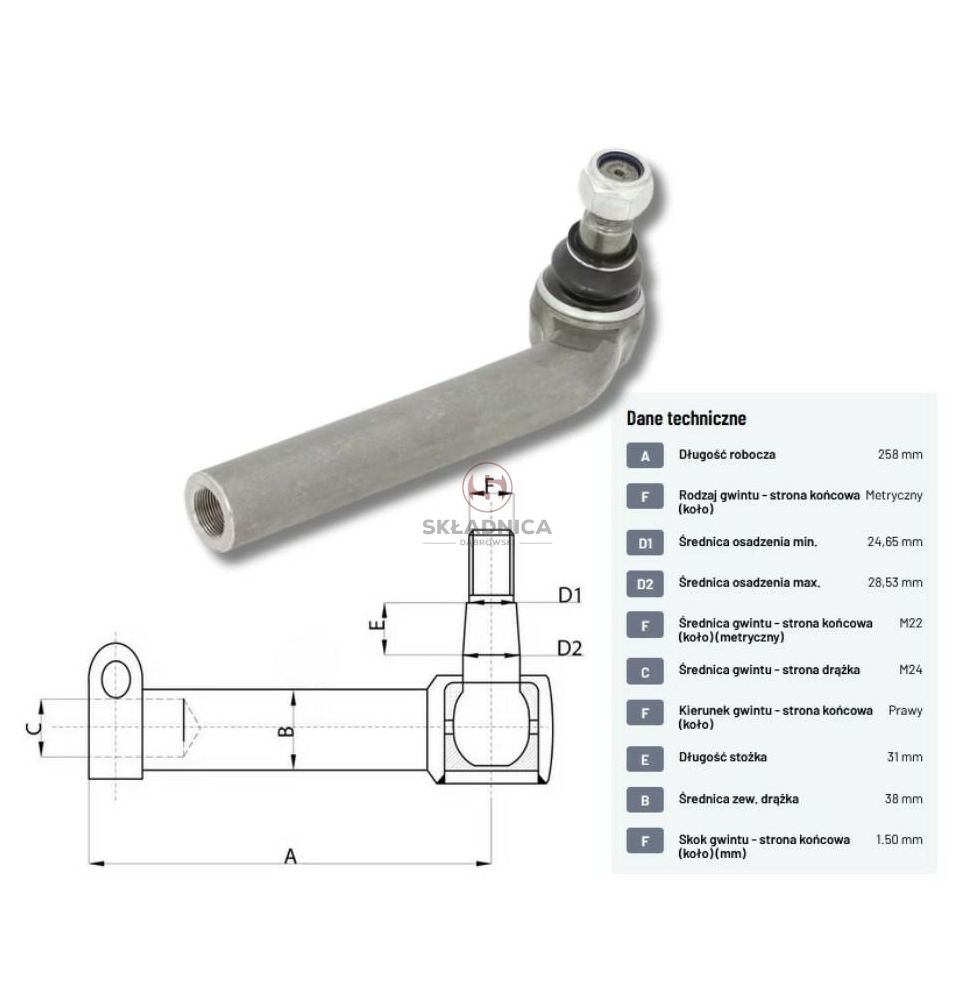 PRZEGUB KULOWY 25/27  L-260  M24*1,5 W   [CJB004]