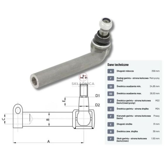 PRZEGUB KULOWY 25/27  L-260  M24*1,5 W   [CJB004]