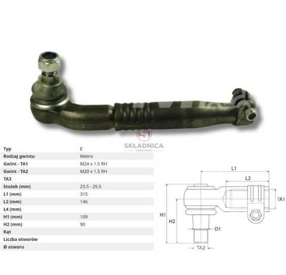 PRZEGUB KULOWY 24/26  L-320  M24*1,5 W [CJB005]