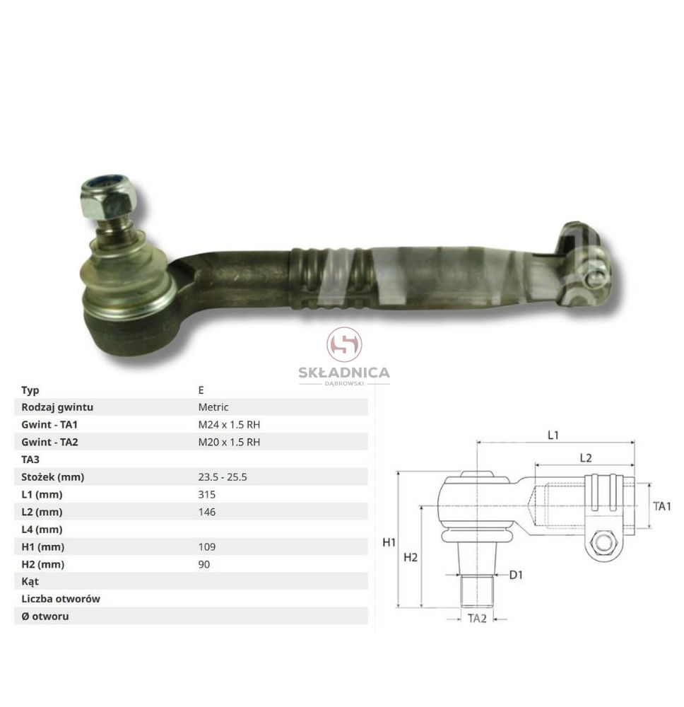 PRZEGUB KULOWY 24/26  L-320  M24*1,5 W [CJB006]
