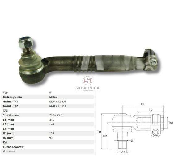 PRZEGUB KULOWY 24/26  L-320  M24*1,5 W [CJB006]