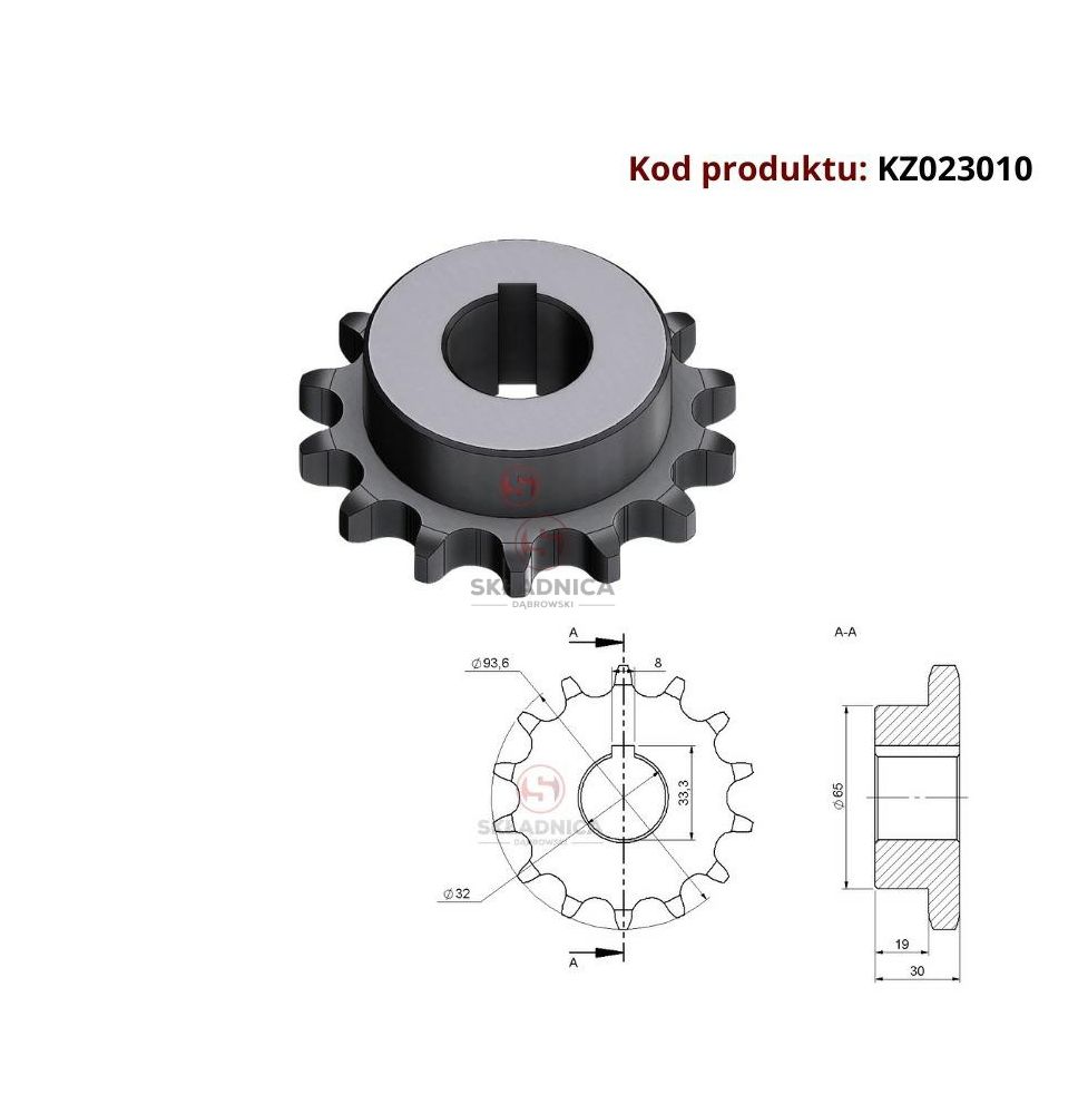 KOŁO ŁAŃCUCH.  3/4" 12B-1  Z-14  FI30 [KZ023010]
