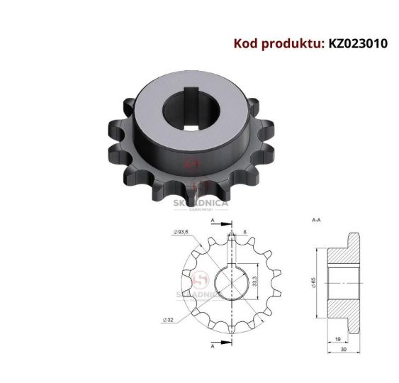 KOŁO ŁAŃCUCH.  3/4" 12B-1  Z-14  FI30 [KZ023010]