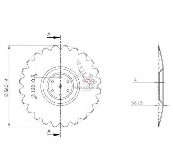 TALERZ  560 6-OTW. ZĘBATY AMA [GB142-AMA]