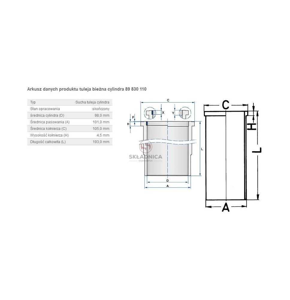 TULEJA CYLINDRA KHD FI-98,00 [CDS062-KS]