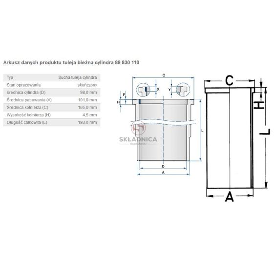 TULEJA CYLINDRA KHD FI-98,00 [CDS062-KS]