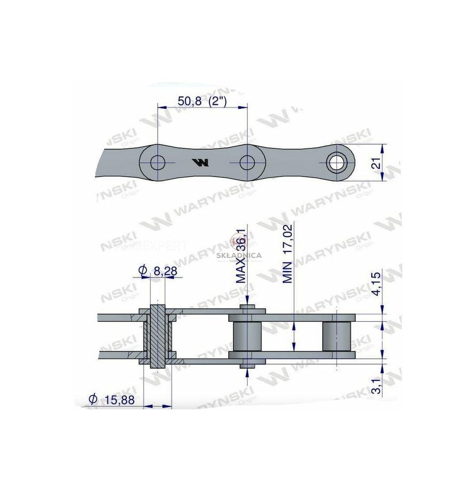 ŁAŃCUCH   KRONE   4-ROLKI  216B  ZAM [ZPK306-B]