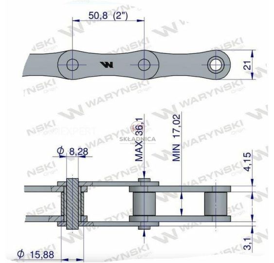 ŁAŃCUCH   KRONE   4-ROLKI  216B  ZAM [ZPK306-B]