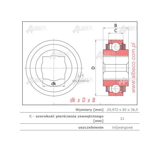 ŁOŻYSKO Z PŁASKĄ BIEŻNIĄ  29.97* 80.00* [ŁOS5601]
