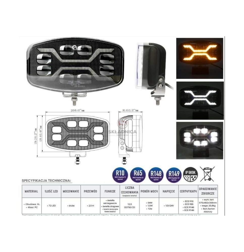 REFLEKTOR DROGOWY LED POZ / STROBO [AB01-103]
