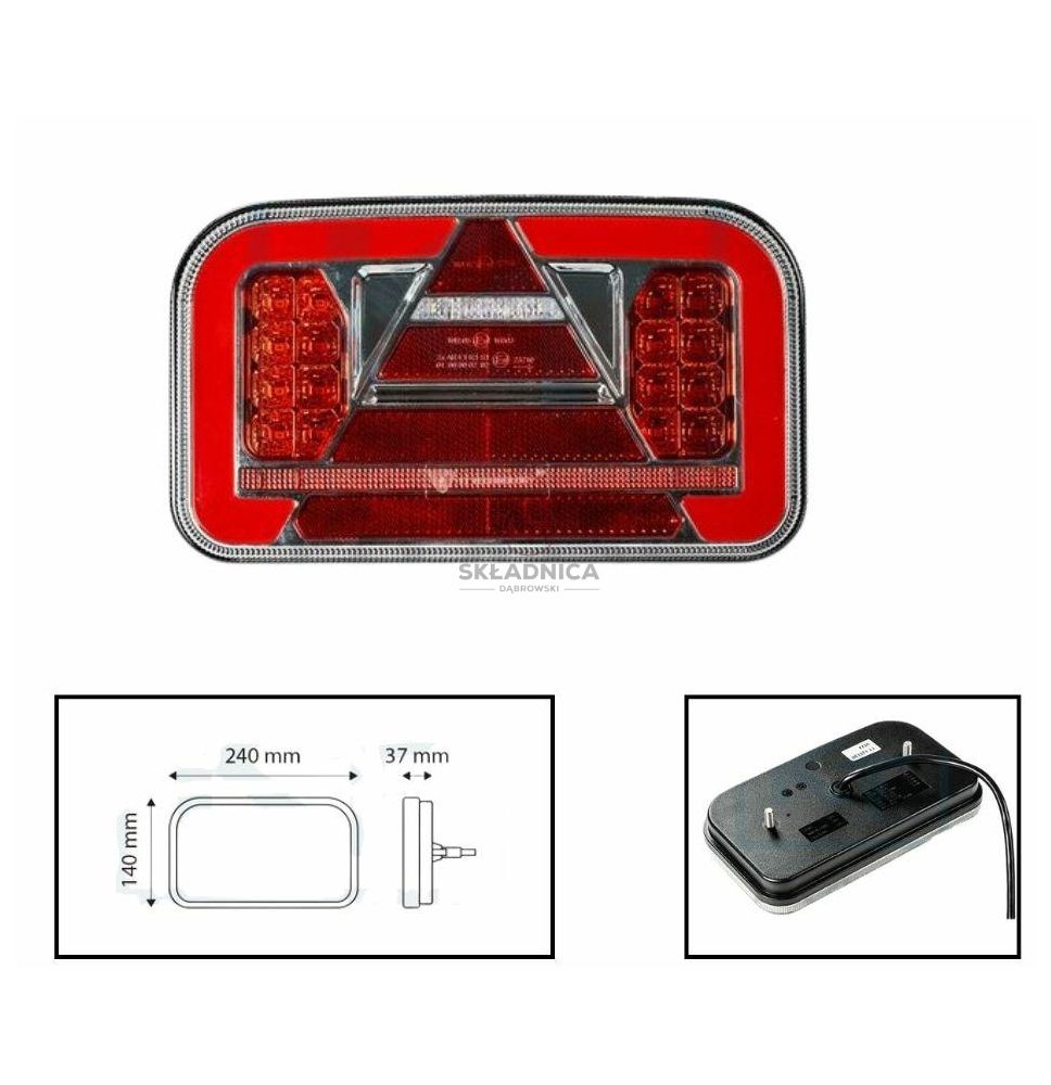 LAMPA TYLNA LED 12-24V Z TRÓJKĄTEM PRAWA [AB12-006]