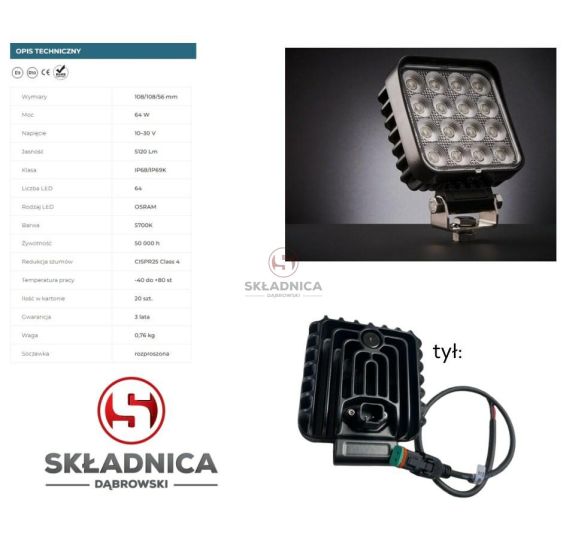 LAMPA ROBOCZA LED KWADRAT LM-5120 [AB10-048-DT]