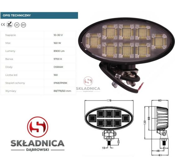 LAMPA ROBOCZA LED OWALNA LM-8900 [AB10-055]