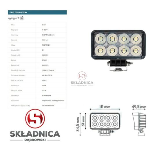 LAMPA ROBOCZA LED PROSTOKĄT LM-2560 [AB10-062]