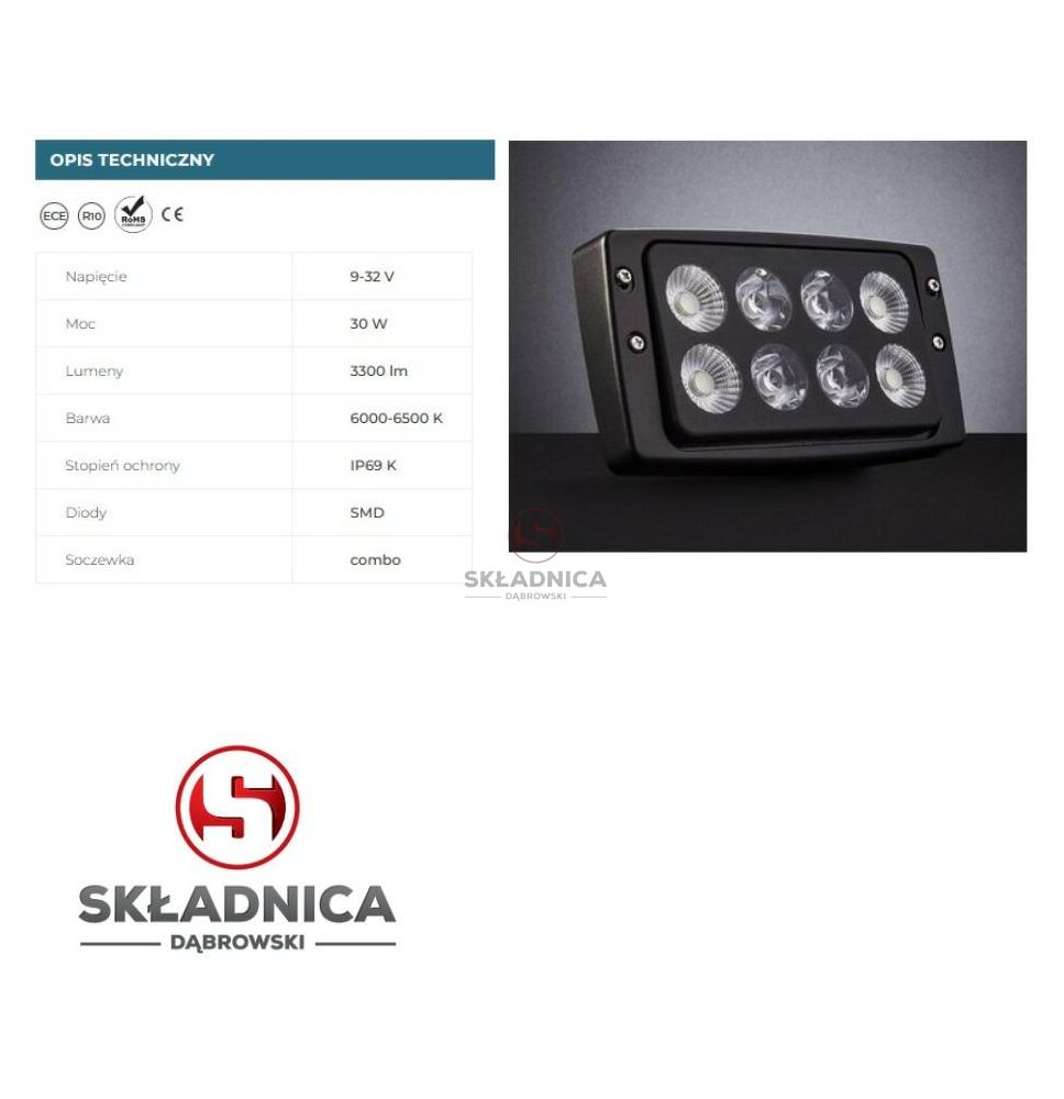 LAMPA ROBOCZA LED PROSTOKĄT LM-3300 [AB10-066]