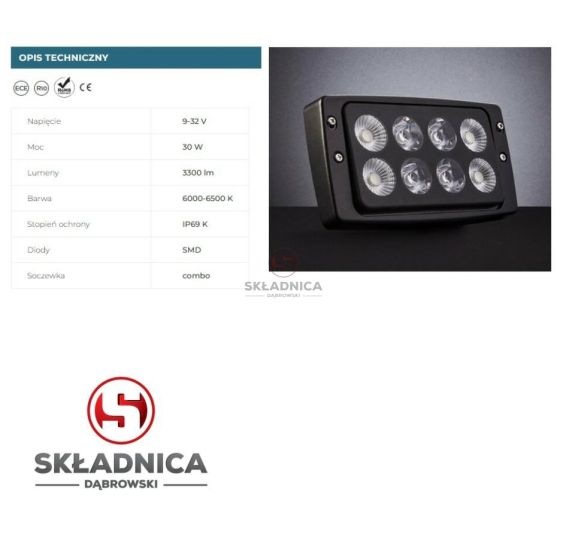 LAMPA ROBOCZA LED PROSTOKĄT LM-3300 [AB10-066]