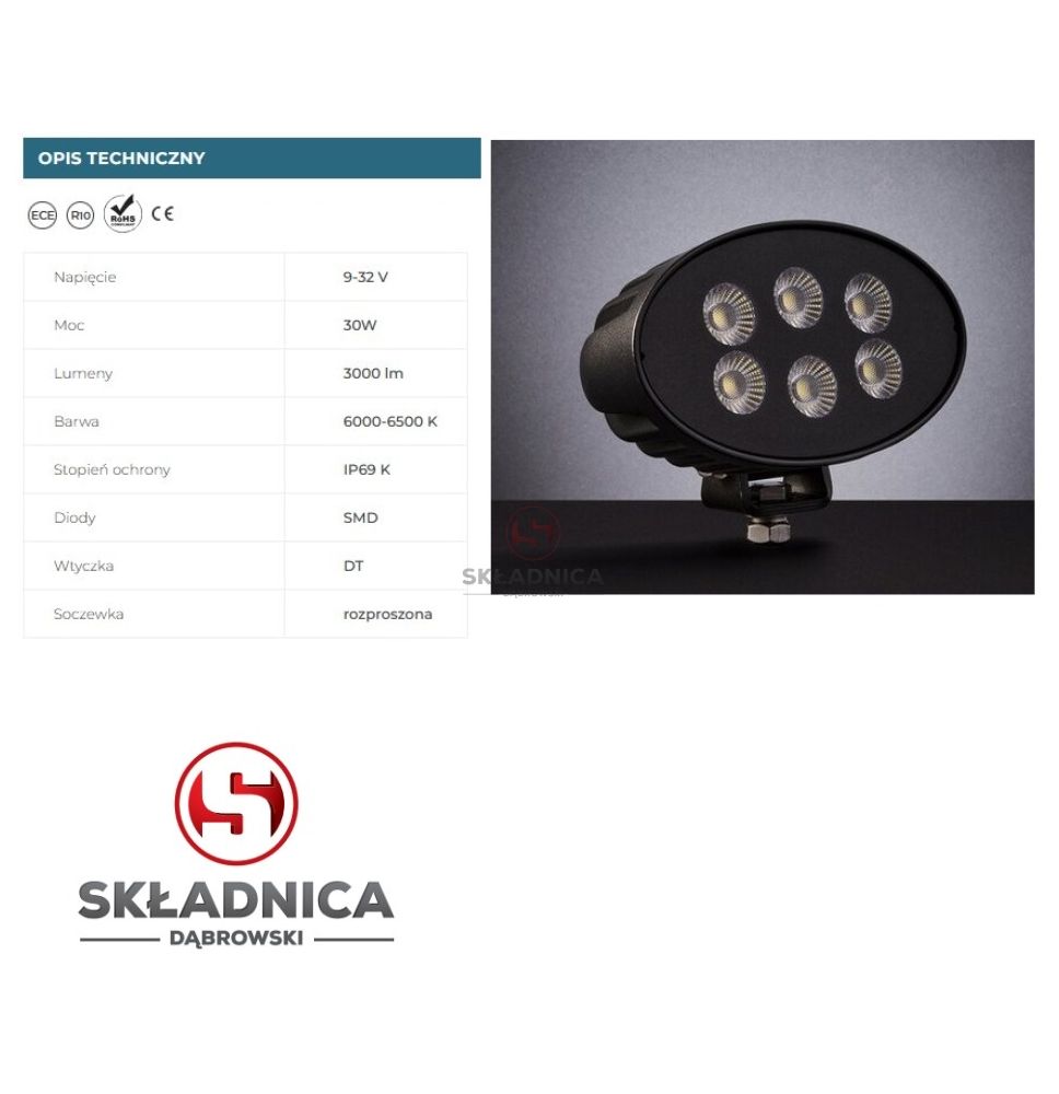 LAMPA ROBOCZA LED OWALNY LM-3000 [AB10-067]