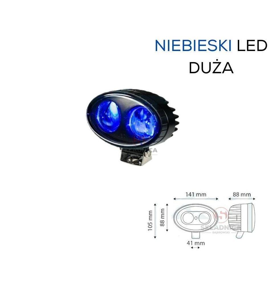 LAMPA LED ROBOCZA NIEBIESKA  - 2LED 20W [AB10-030]