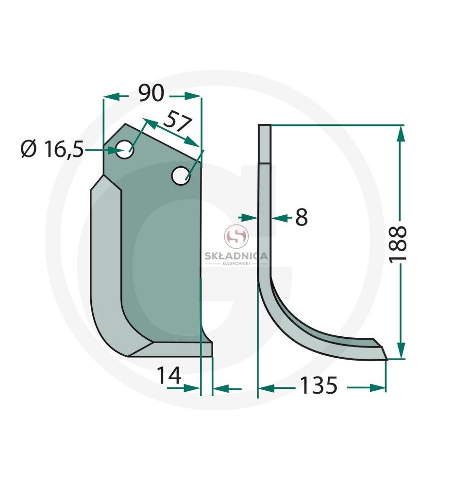 Kuhn 1601090 P TILLER BLADE [GGK010]