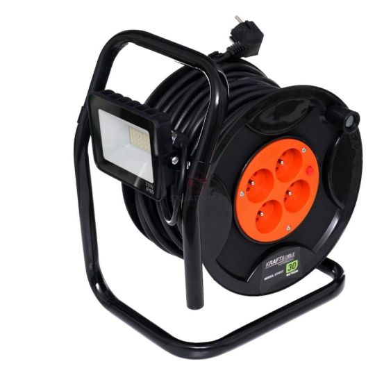 PRZEDŁUŻACZ NA PLASTIKOWYM BĘBNIE + LED [YKD4037]