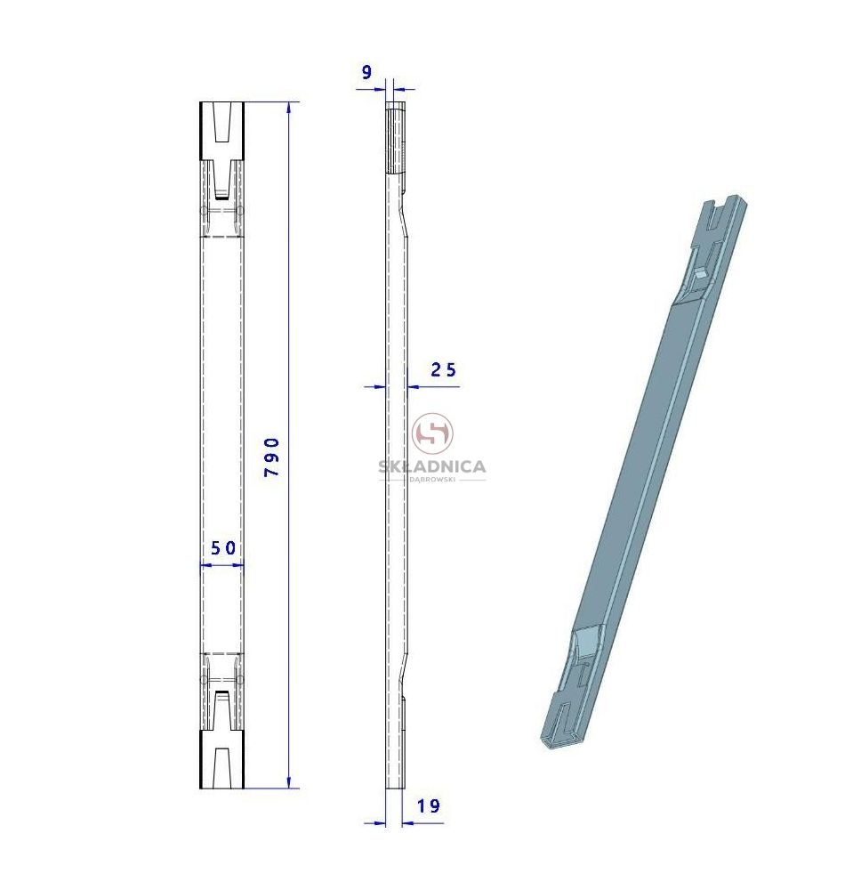 SLIDING STRIP PROFILE 3X25X50 L-790 [RO951]