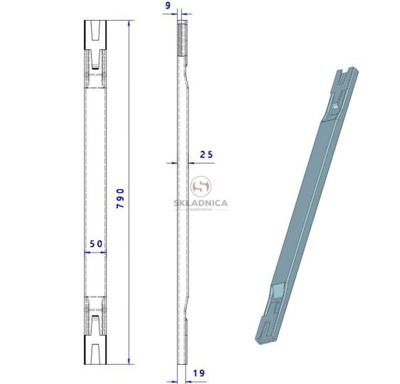 SLIDING STRIP PROFILE 3X25X50 L-790 [RO951]