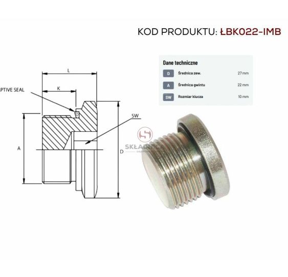 KOREK M22*1,5 na imbus [ŁBK022-IMB]