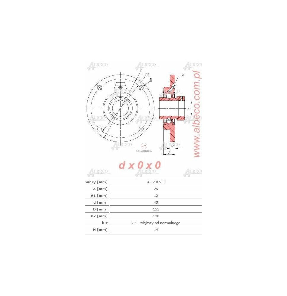 ZESPÓŁ ŁOŻYSKOWY FI-45.00  UCFC 209 INA [ŁOZ12-450]
