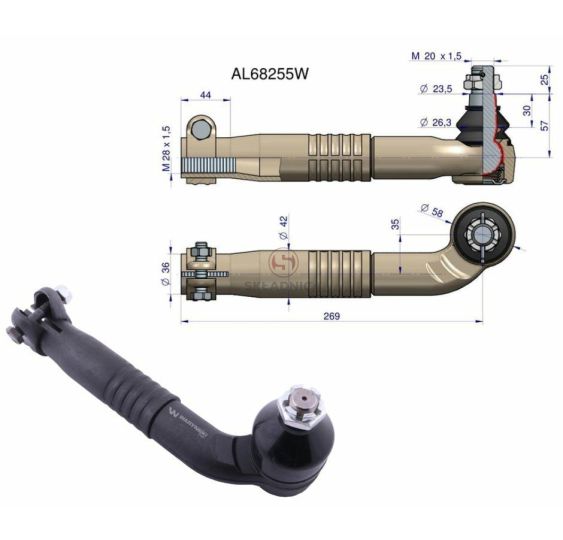PRZEGUB KULOWY 24/26  L-240  M28*1,5 W [CJB009]