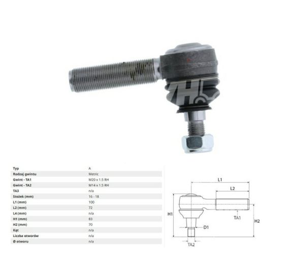 PRZEGUB KULOWY 16/18  L-100  M20*1,5 - [CCB006]